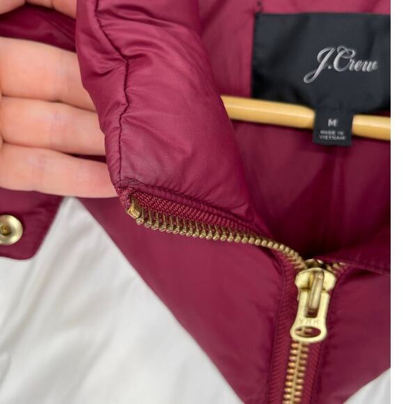 J. Crew Maroon White Blue Colorblock Puffer Jacket with Primaloft size Medium - Picture 8 of 15